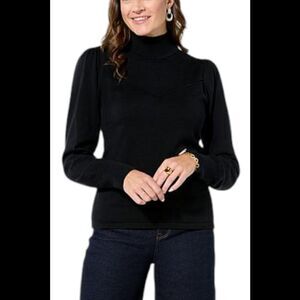 TWRHLL Christie Brinkley Women's Sweetheart Blouson Slv Sweater Black - Regular